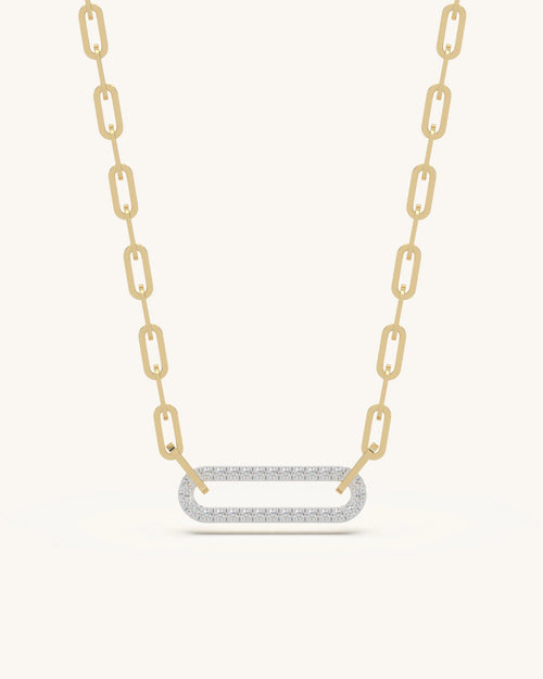 Latest gold necklace designs 925 silver 18KT gold vermeil oval pavé necklace