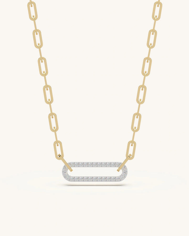 Latest gold necklace designs 925 silver 18KT gold vermeil oval pavé necklace