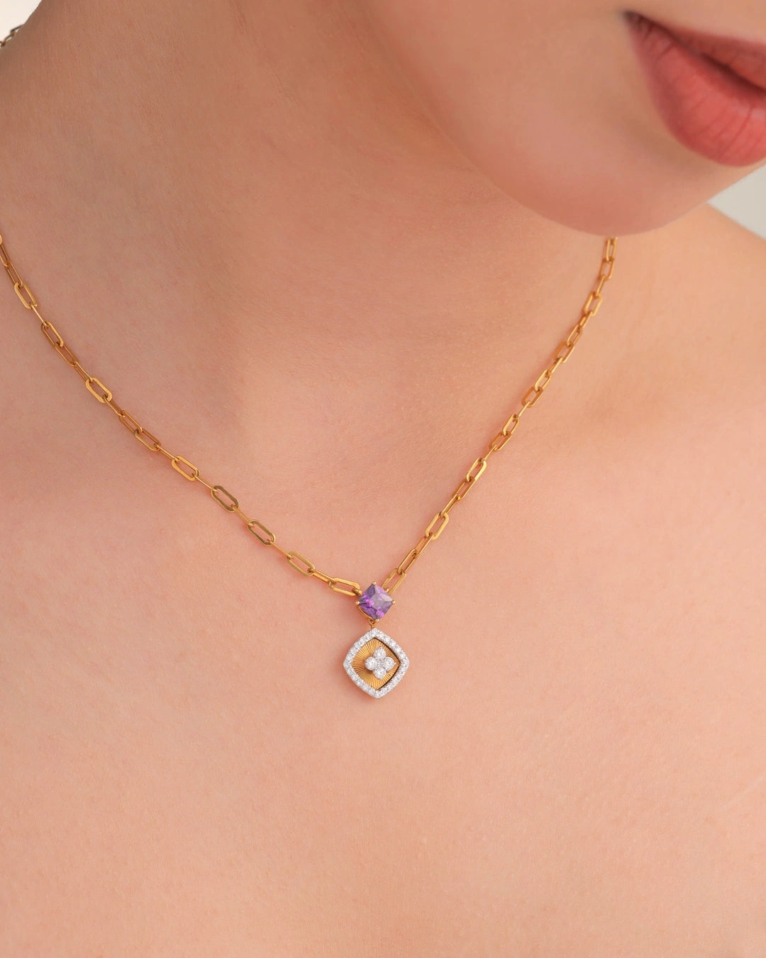 Amethyst Textured Necklace