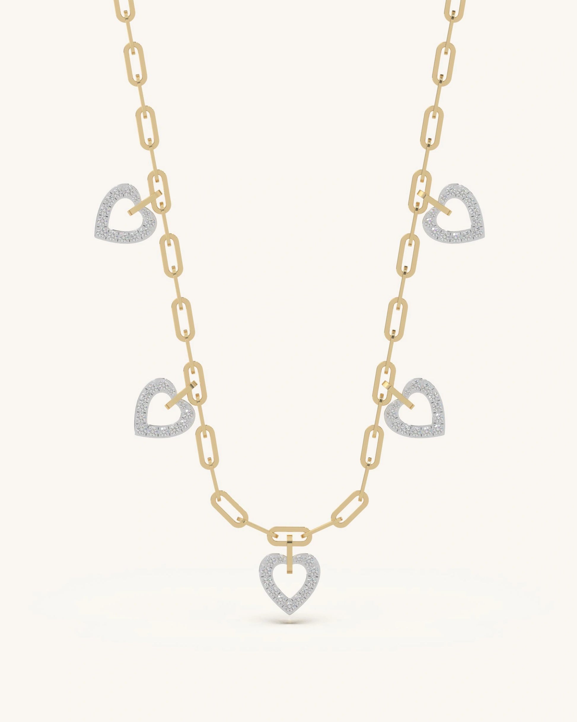 Charm necklace 925 silver 18KT gold vermeil open heart paperclip chain