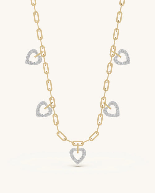 Charm necklace 925 silver 18KT gold vermeil open heart paperclip chain