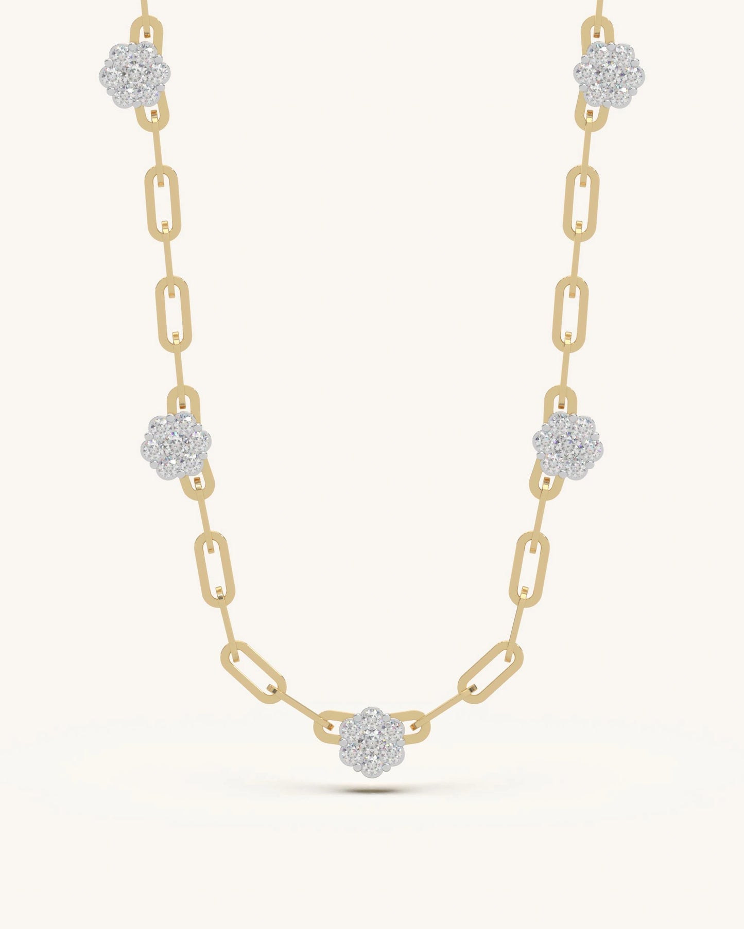 Diamond necklace womens 925 silver 18KT gold vermeil floral cluster necklace