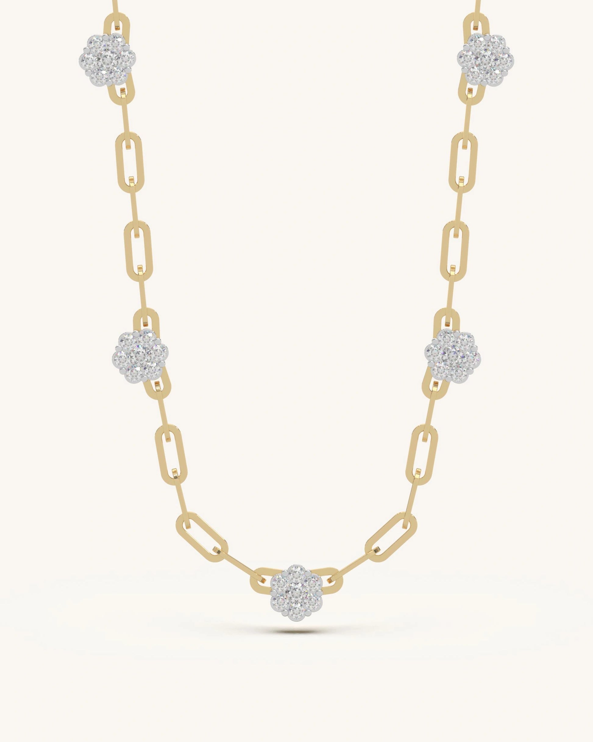 Diamond necklace womens 925 silver 18KT gold vermeil floral cluster necklace