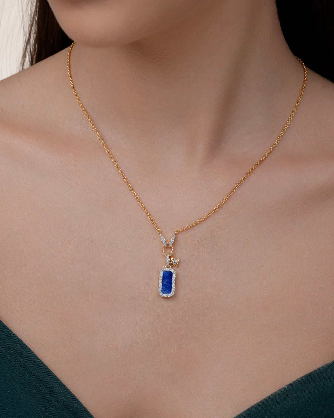 Lapis Lazuli Tag Necklace