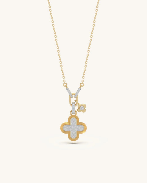 Clover necklace 925 silver 18KT gold vermeil textured quatrefoil design