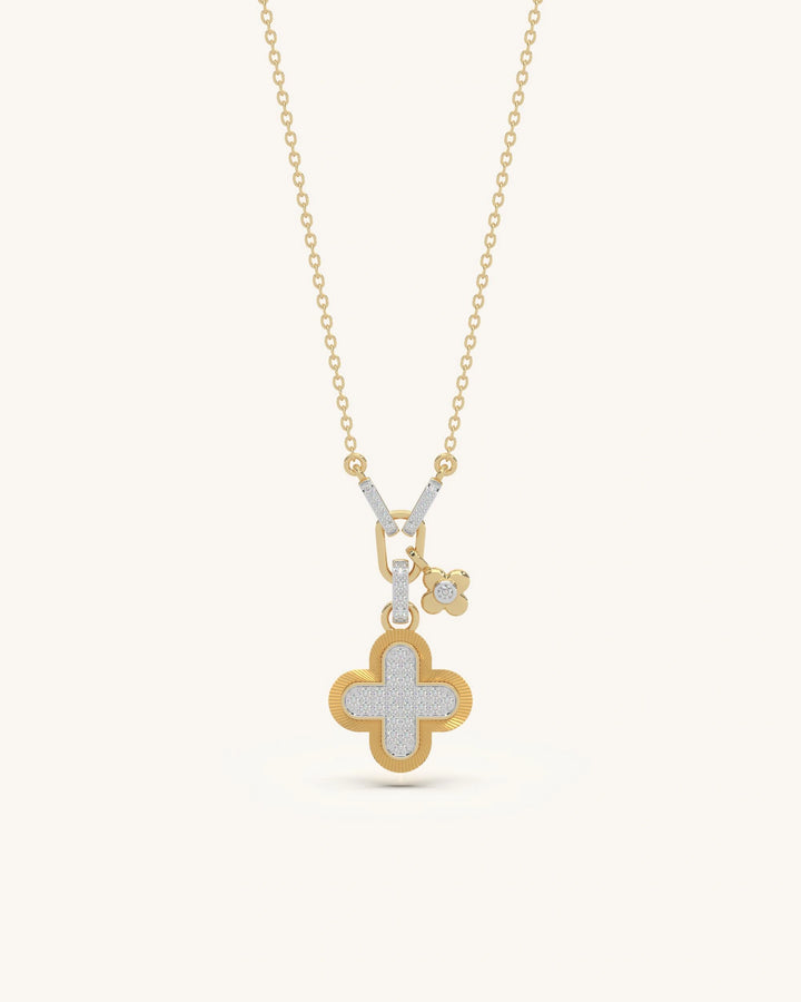 Clover necklace 925 silver 18KT gold vermeil textured quatrefoil design