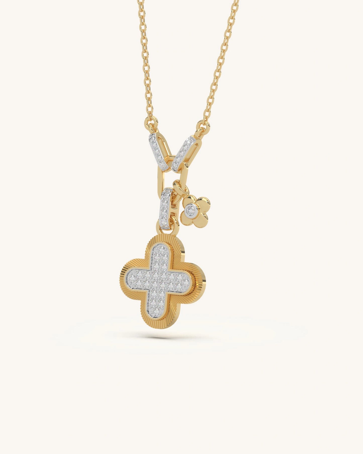 Textured Radiant Clover Necklace