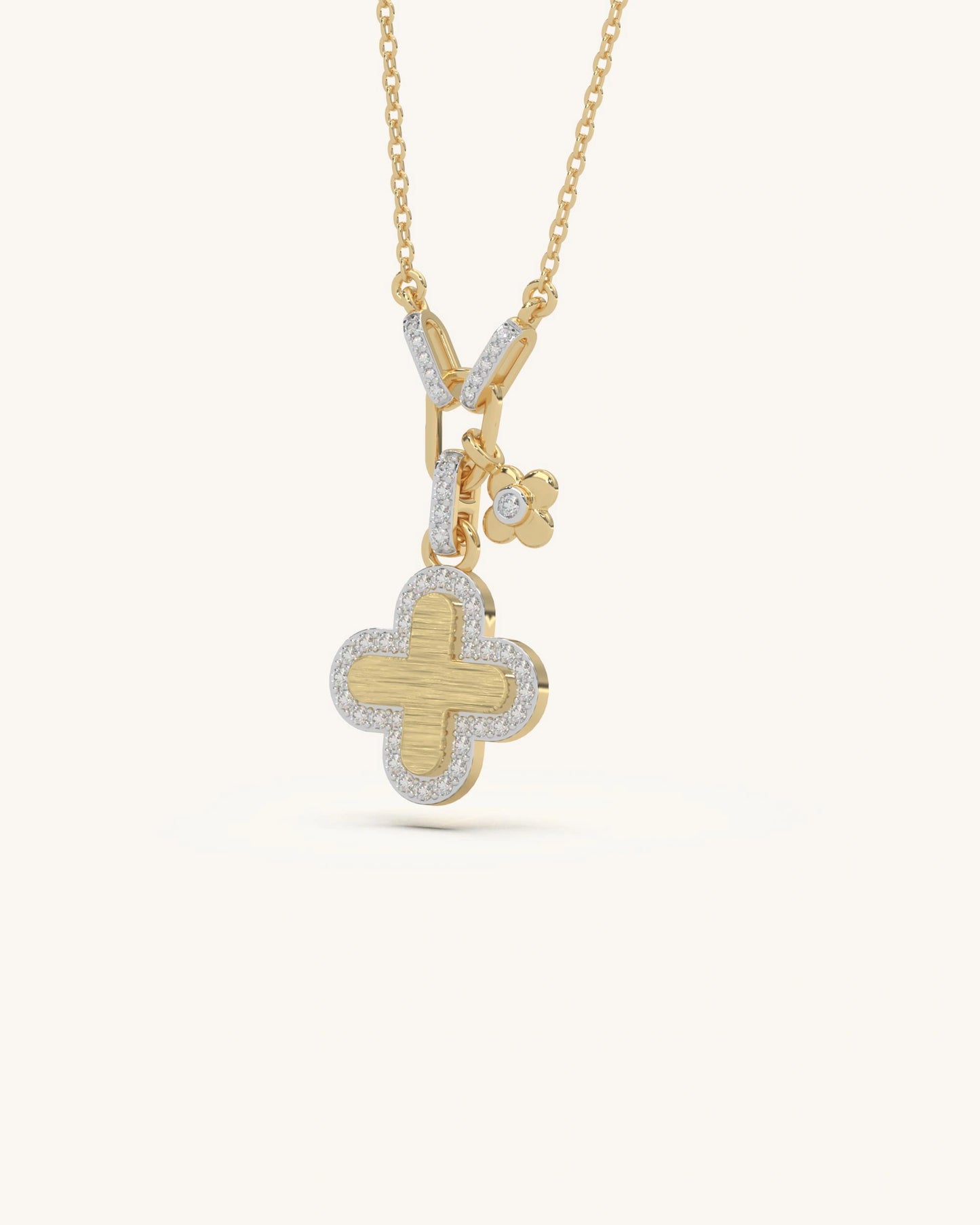 Gilded Texture Clover Necklace