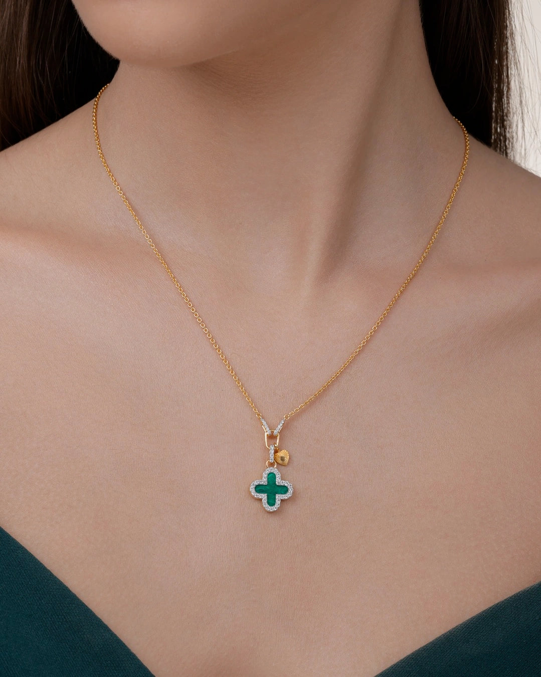 Malachite Clover Necklace