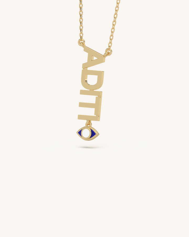Name Story Vertical Charm Necklace