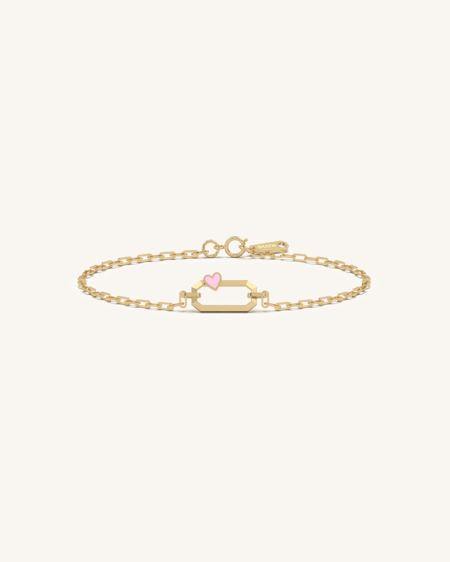 Womens heart bracelets sleek link chain with heart enamel accent