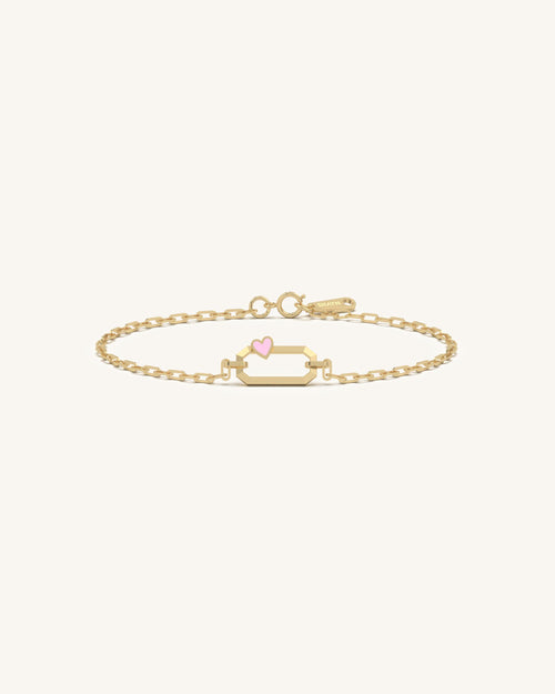 Womens heart bracelets sleek link chain with heart enamel accent