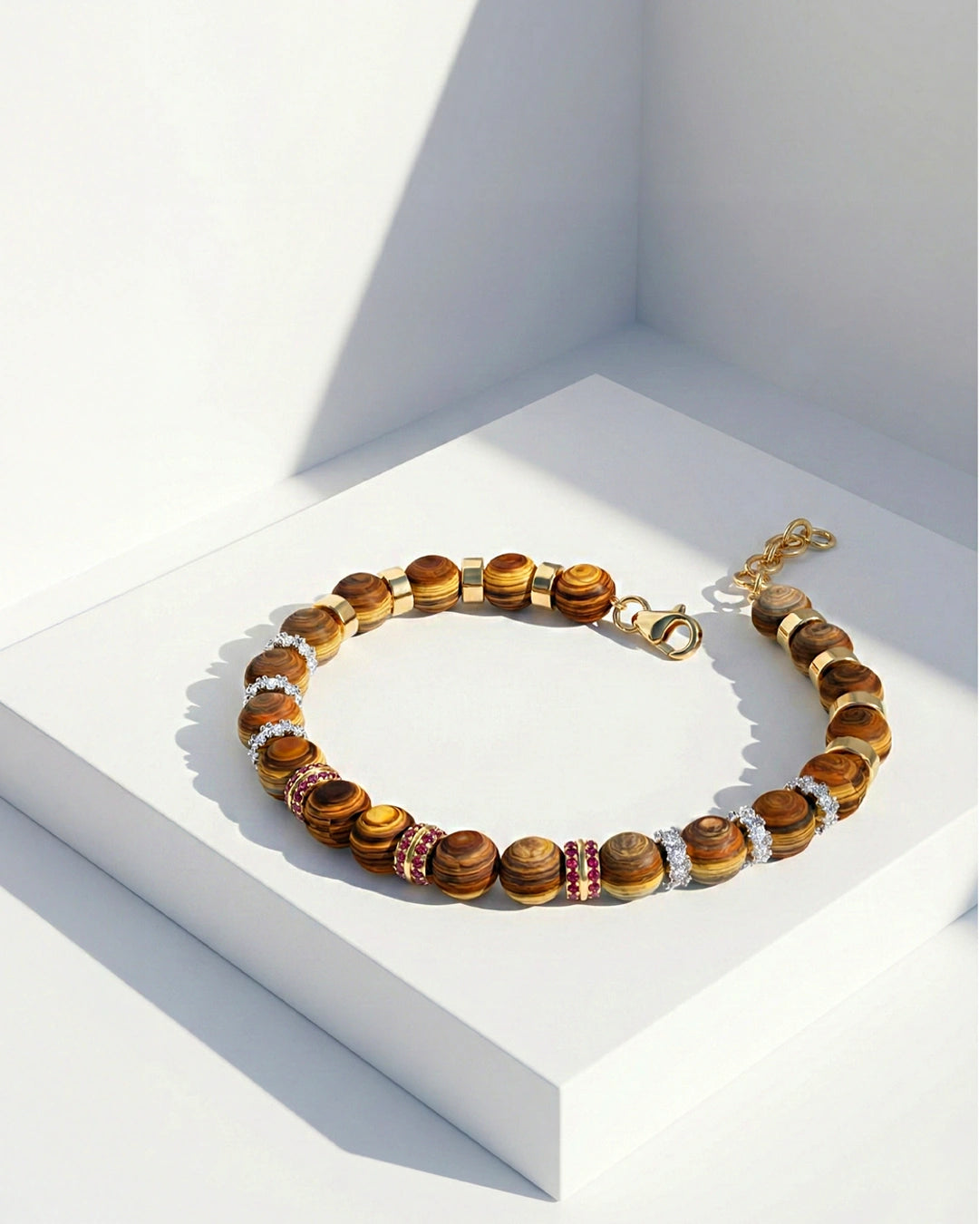 Tiger's Eye & Ruby Statement Bracelet