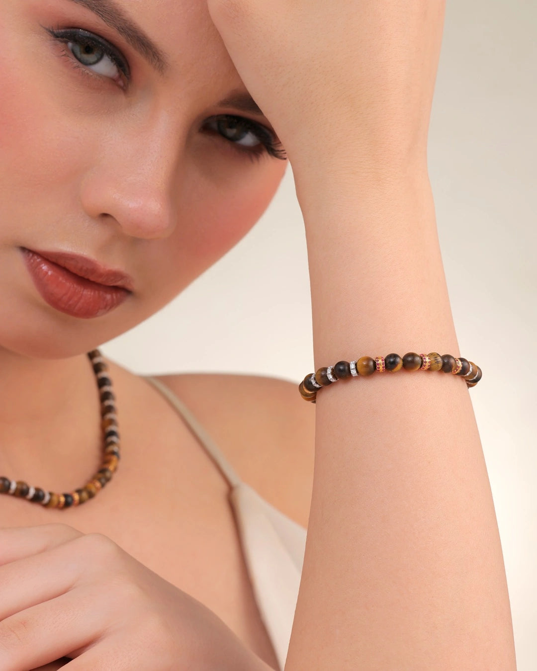 Tiger's Eye & Ruby Statement Bracelet