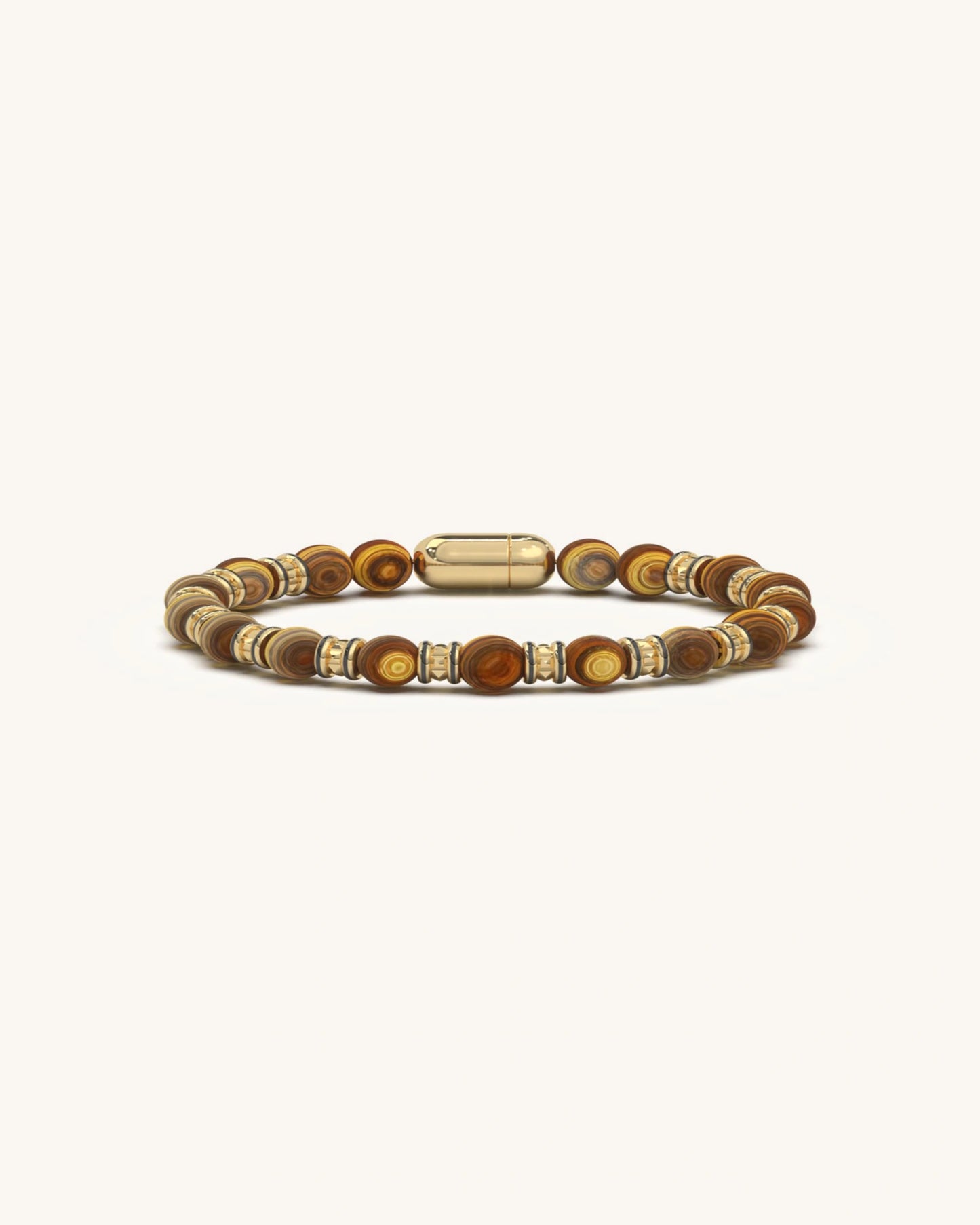 Tiger eye bracelet with gold spacers and magnetic clasp modern design