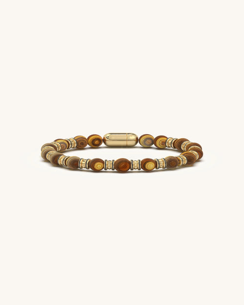 Tiger eye bracelet with gold spacers and magnetic clasp modern design