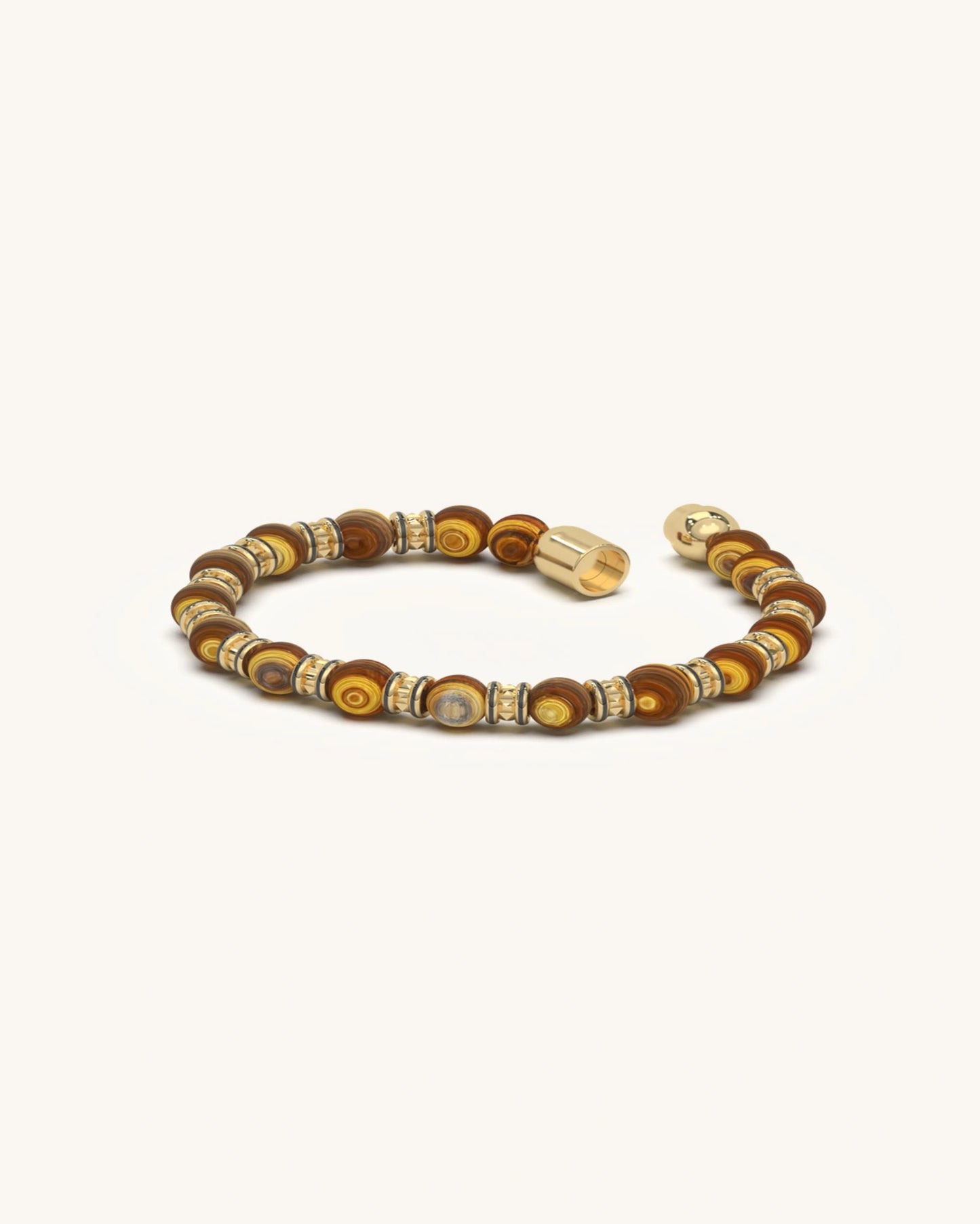Tiger's Eye Geometric Enamel Bracelet