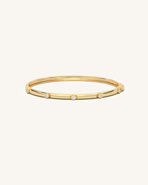 Diamond bracelet for women bezel set moissanite open gold bangle