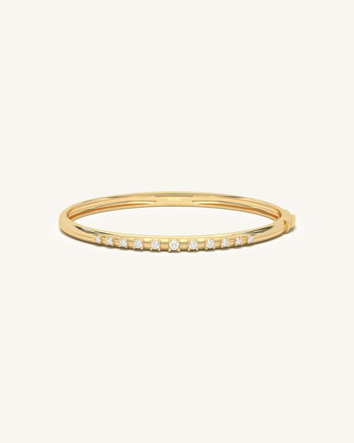 Diamond bracelet for girls slender open bangle with round moissanite diamonds