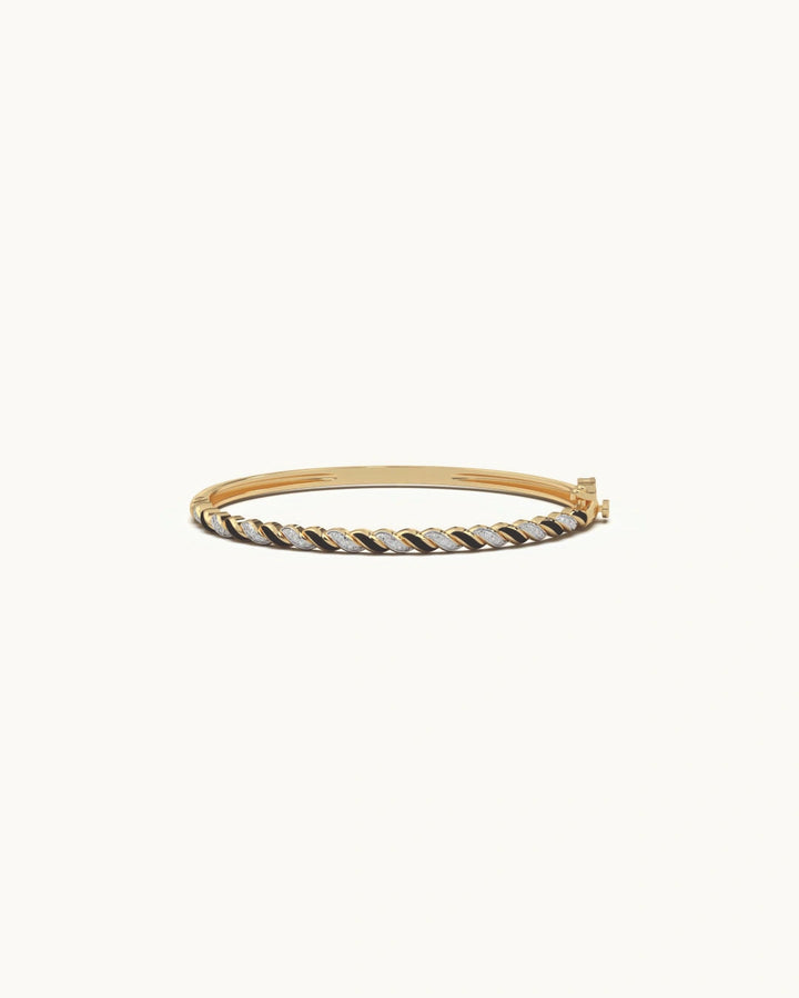 Silver bracelet 925 sterling silver triple braid black enamel pavé design