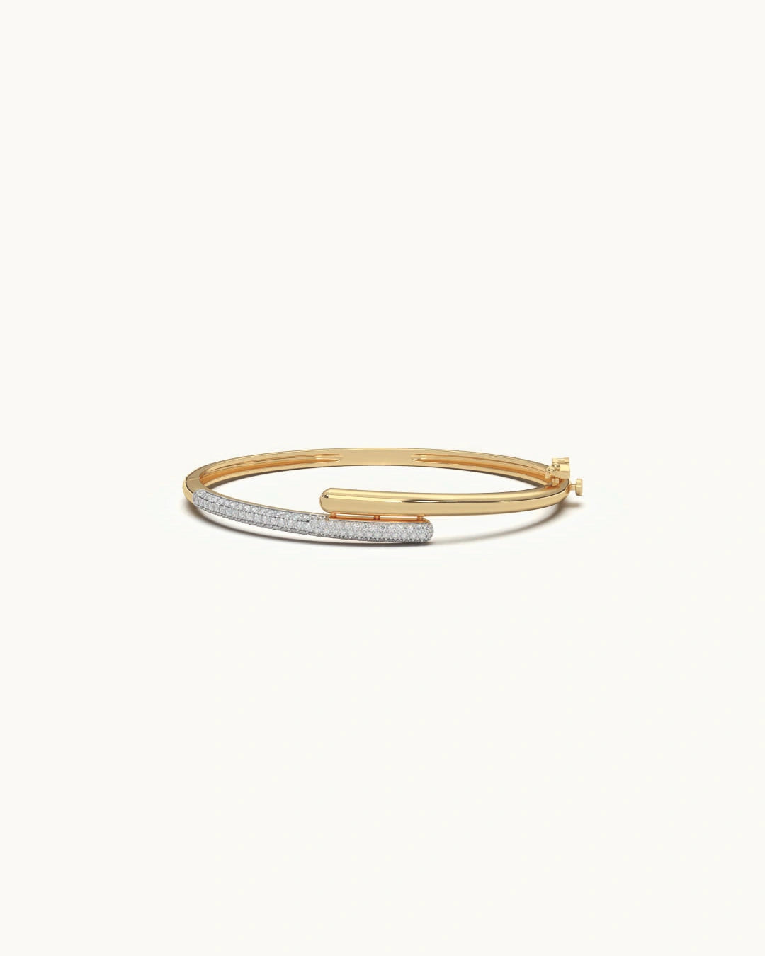 Diamond bracelet for women 925 sterling silver 18KT gold vermeil bypass bar design