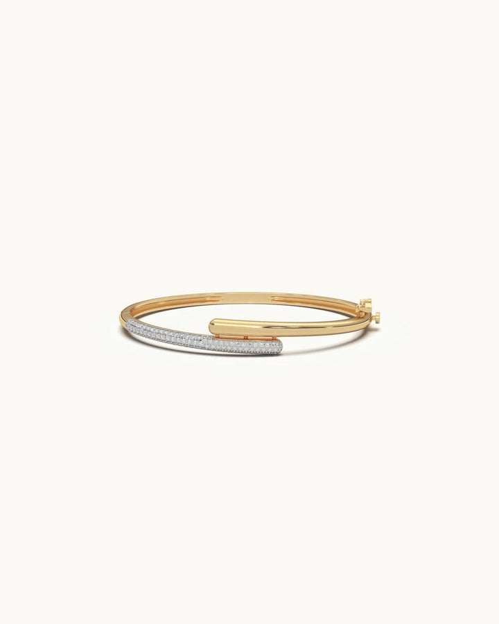 Diamond bracelet for women 925 sterling silver 18KT gold vermeil bypass bar design