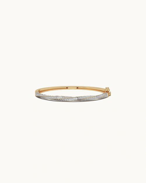 Diamond bracelet for girls 925 sterling silver 18KT gold vermeil crossover pavé design
