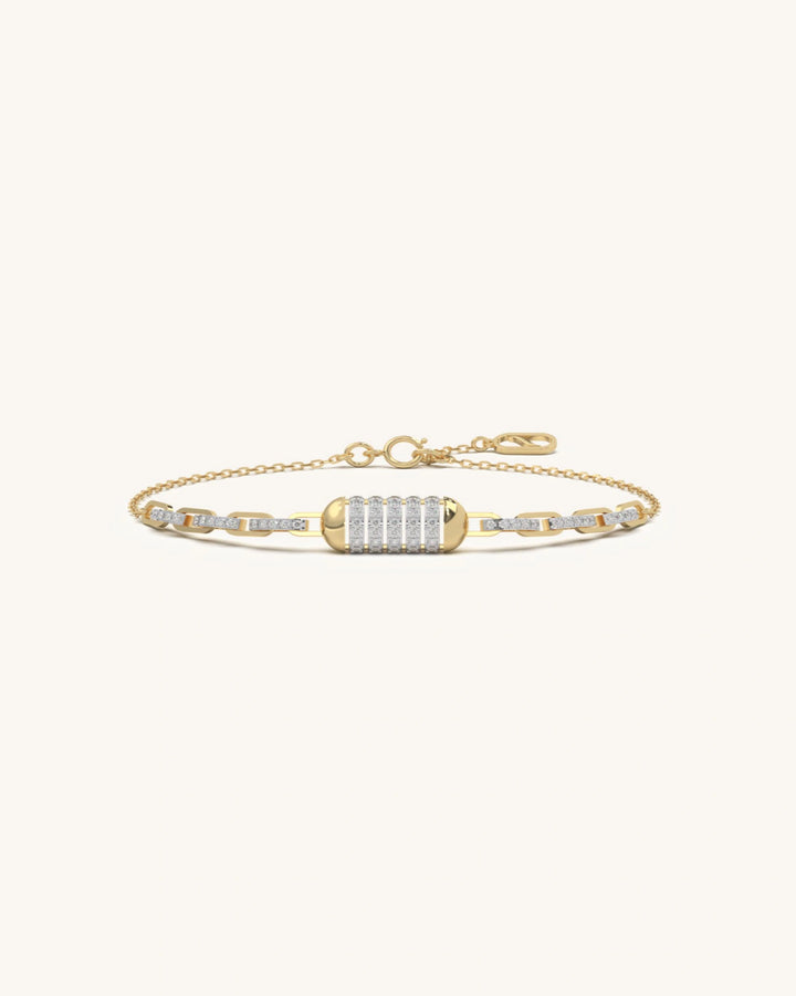 Diamond bracelet for women 925 sterling silver 18KT gold vermeil barrel pavé design
