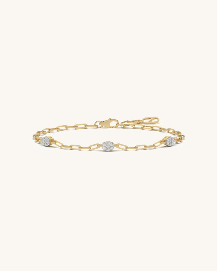 Gold charm bracelet 925 sterling silver 18KT gold vermeil moissanite design