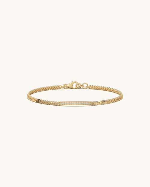 Gold diamond bracelet womens rose gold bar with round diamonds