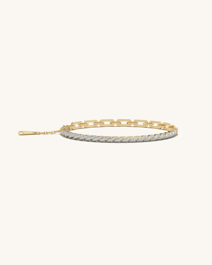Link bracelet 925 sterling silver 18KT gold vermeil reversible rope and chain design