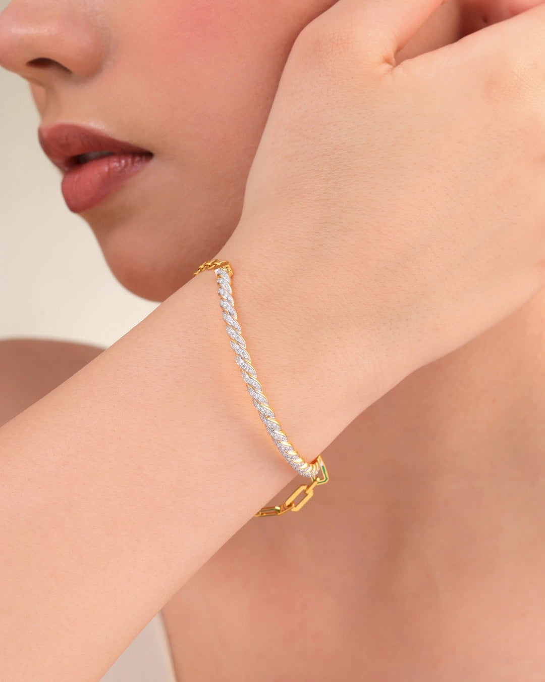 Twisted Rope & Link Bracelet