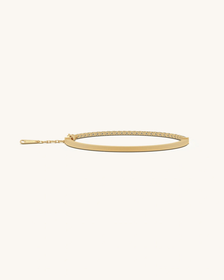 Gold bracelet for women 925 sterling silver 18KT gold vermeil reversible pavé tennis chain design