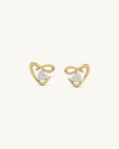 Heart Glow Studs 18K Gold Vermeil 925 Sterling Silver with diamond-like heart cluster