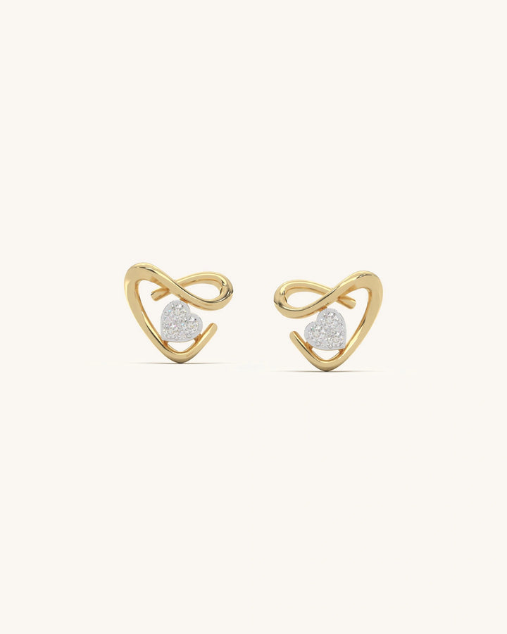 Heart Glow Studs 18K Gold Vermeil 925 Sterling Silver with diamond-like heart cluster