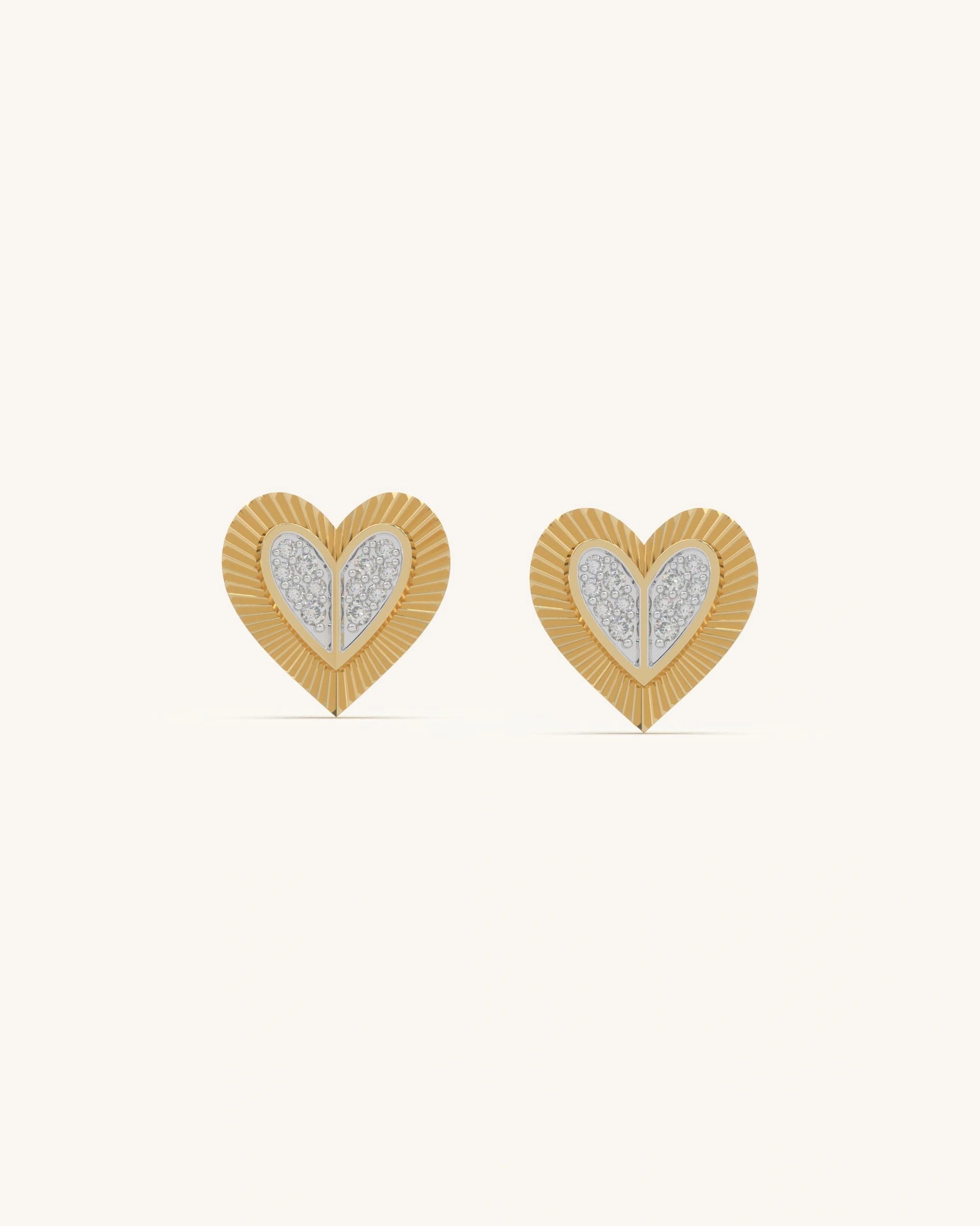 Heartfelt Sparkle Studs 18K Gold Vermeil Moissanite 925 Sterling Silver heart earrings