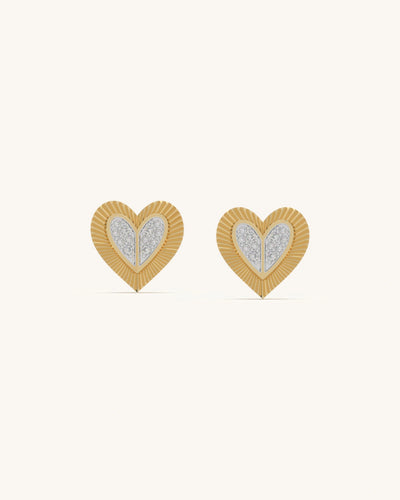 Heartfelt Sparkle Studs 18K Gold Vermeil Moissanite 925 Sterling Silver heart earrings
