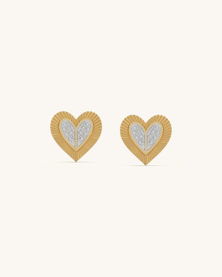 Heartfelt Sparkle Studs 18K Gold Vermeil Moissanite 925 Sterling Silver heart earrings