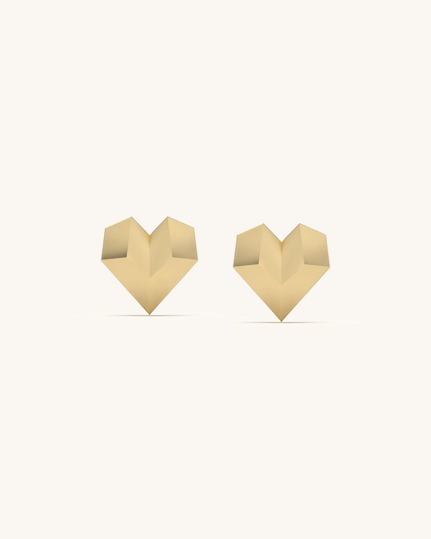 Dazzling Heart Studs 18KT Gold Vermeil Faceted Sterling Silver Earrings