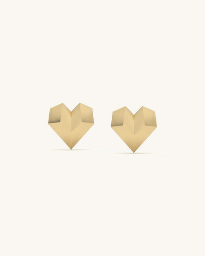 Dazzling Heart Studs 18KT Gold Vermeil Faceted Sterling Silver Earrings