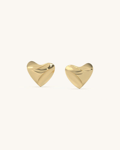 Delightful Heart Stud Earrings in 18K Gold Vermeil sterling silver