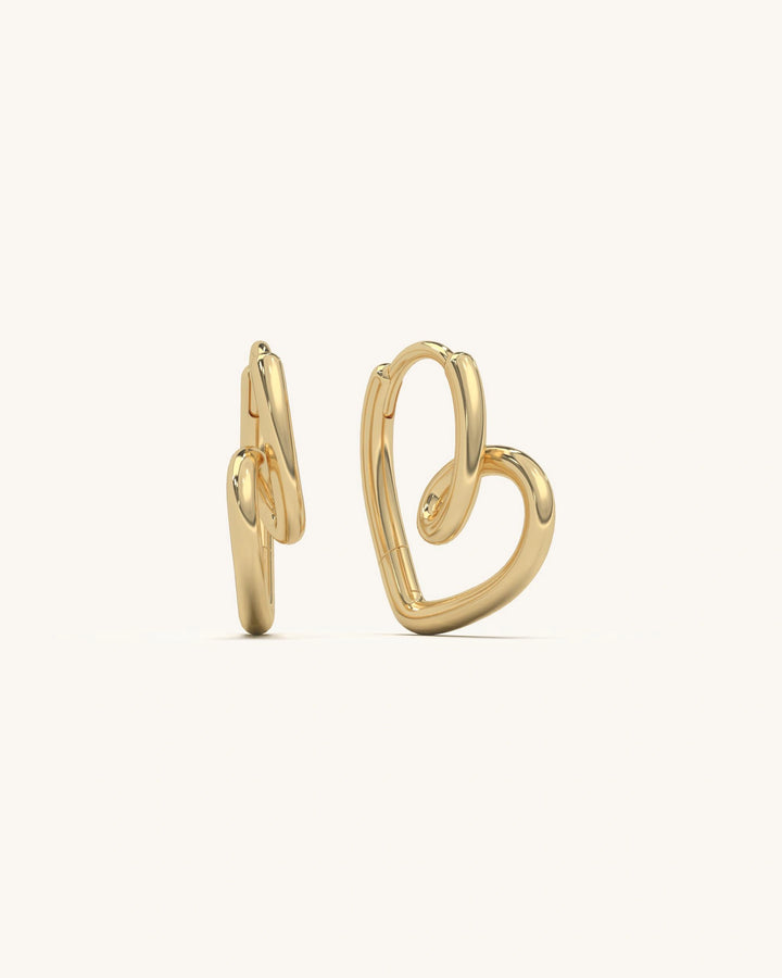 Delicate Heart Hoops in 18K Gold Vermeil sterling silver