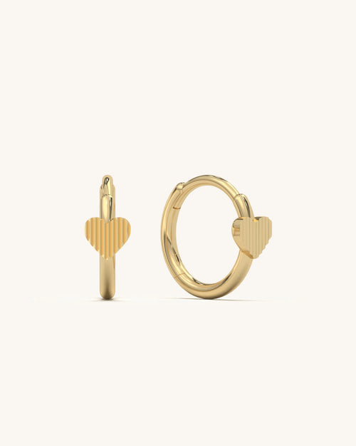 Heart Spark Hoops 18K Gold Vermeil 925 Sterling Silver mini hoops with heart charm