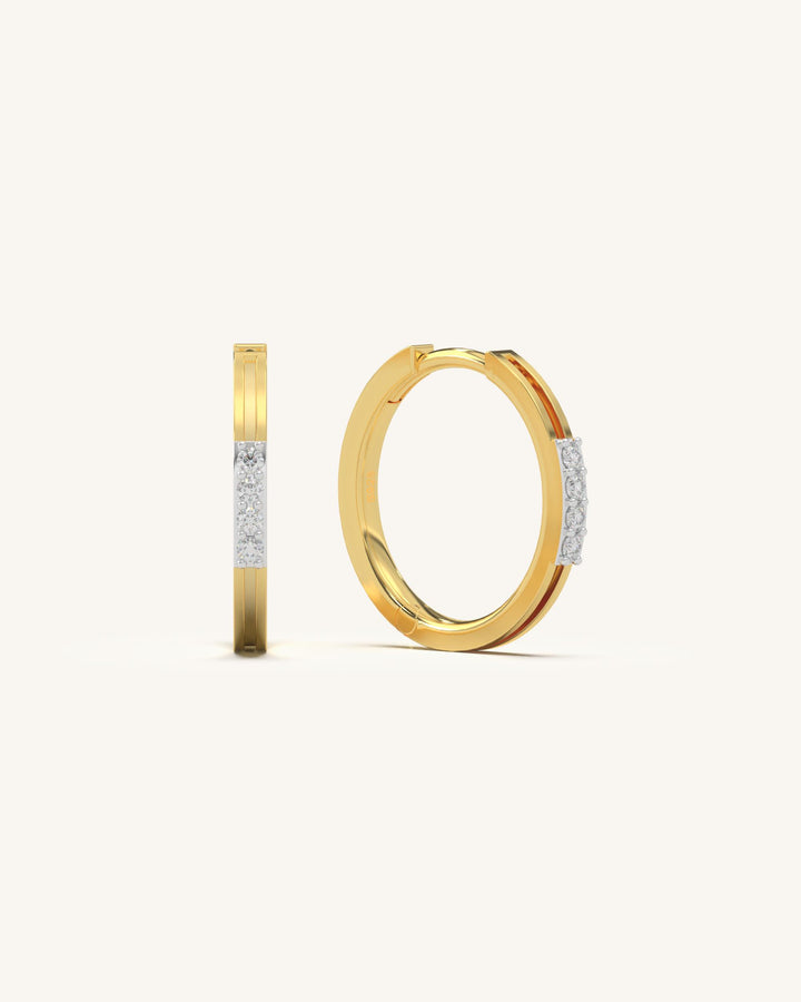 Minimal Diamond Hoops 18K Gold Vermeil with Moissanite Diamonds