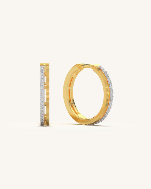 Dual Cut Hoops 18K Gold Vermeil with Moissanite Diamond Strip