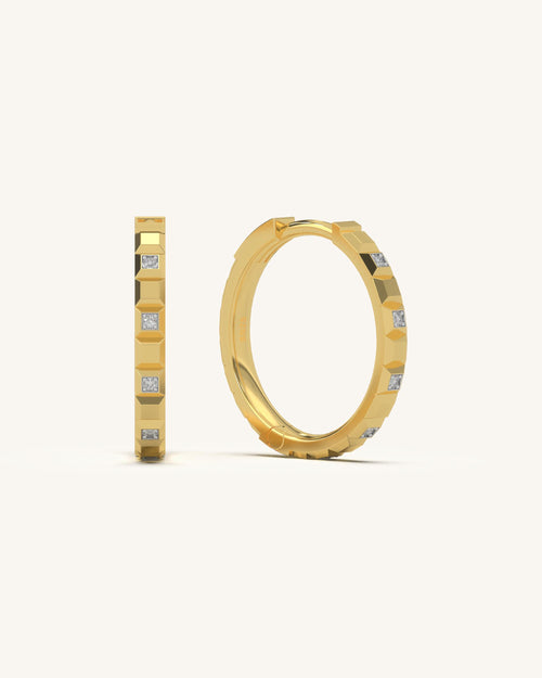 Hexa Shine Hoops - 18K Gold Vermeil Hexagonal Moissanite Earrings`