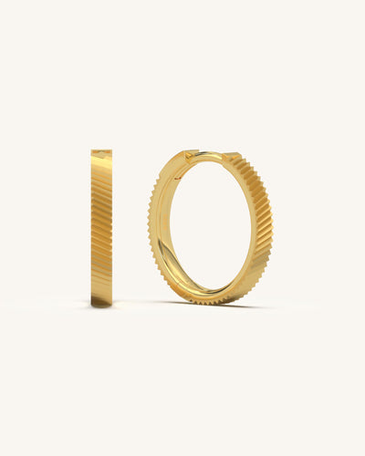 Elegant ribbed 18KT gold vermeil sterling silver hoop earrings with continuous lines