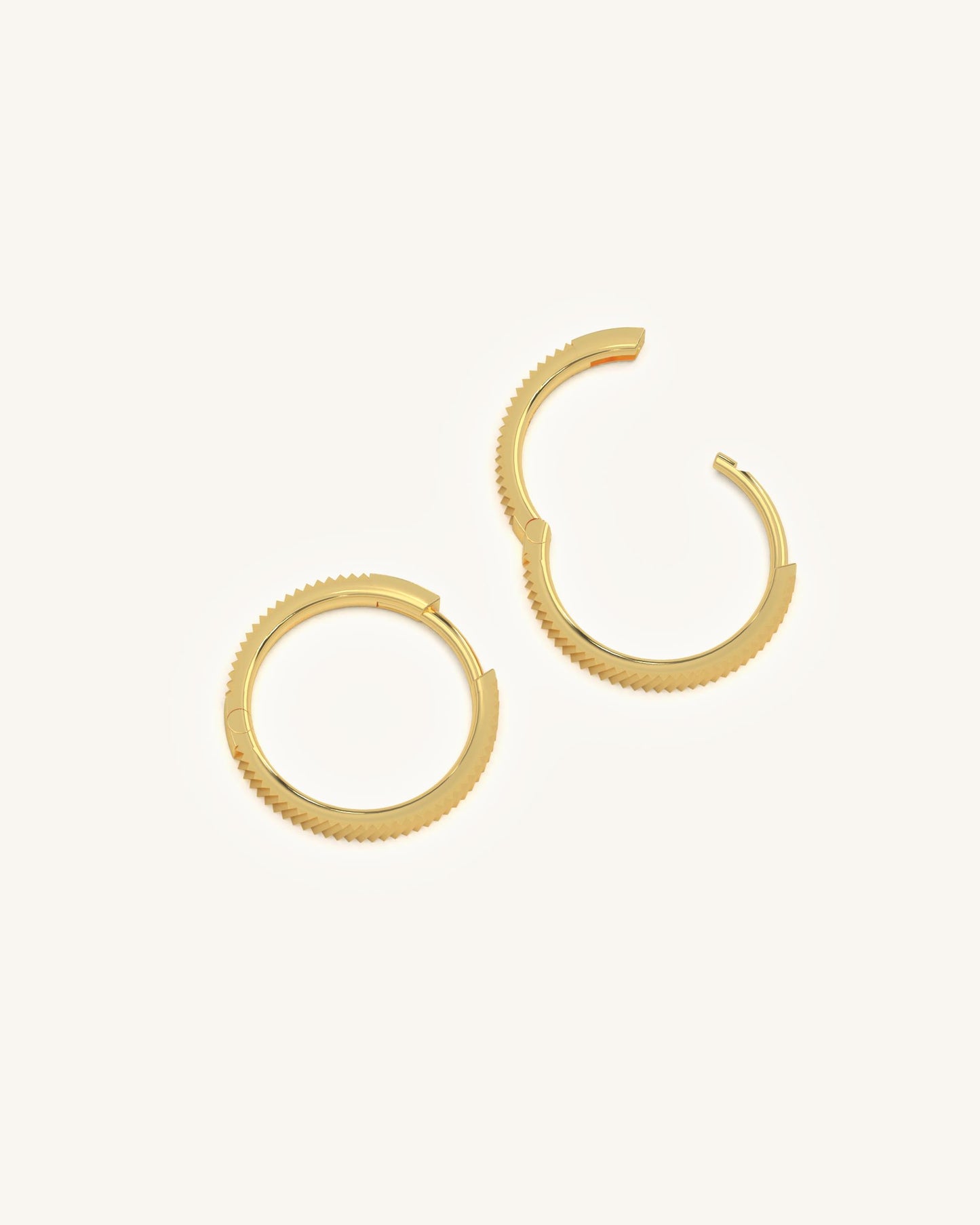 Ribbed Gold Hoops