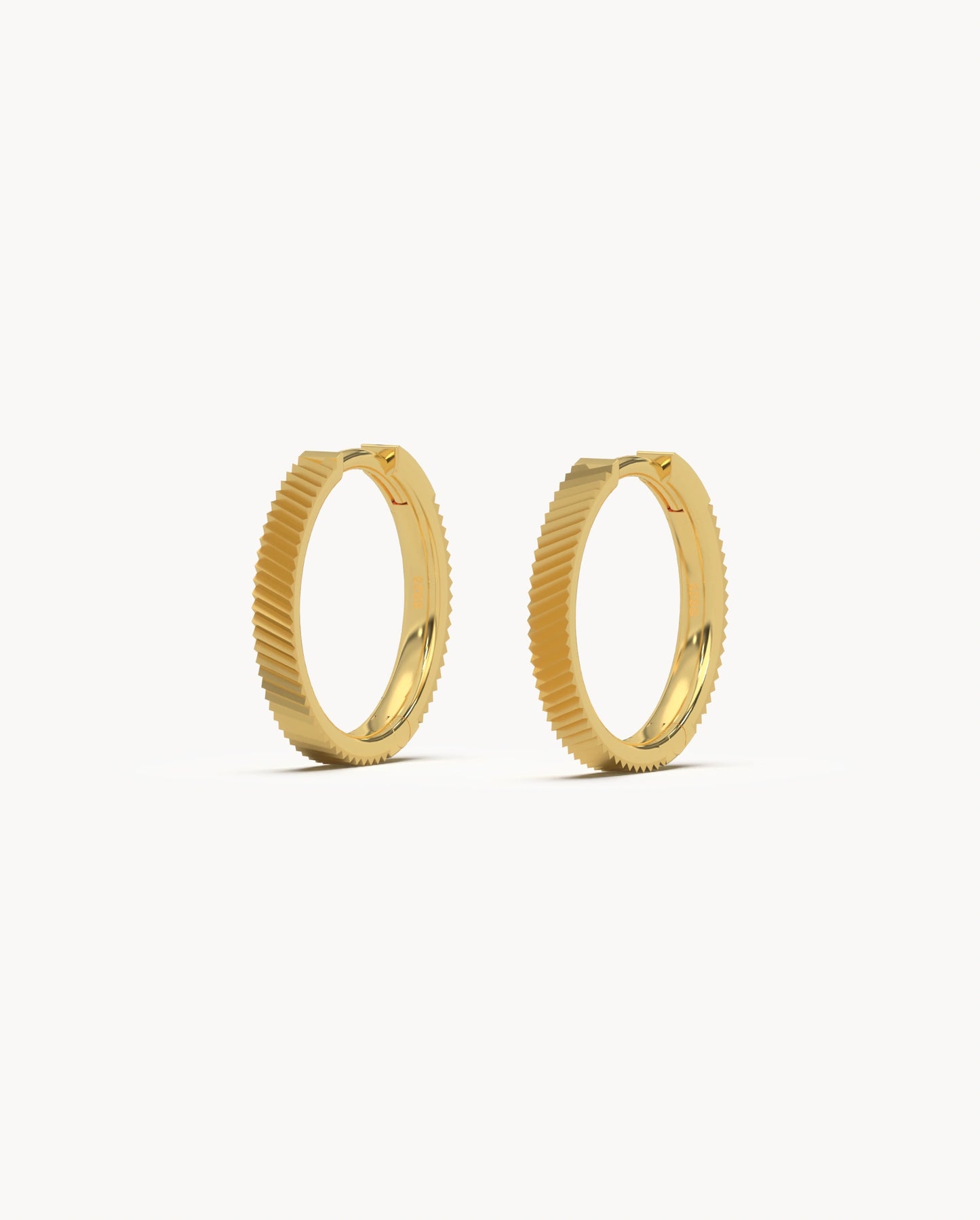 Ribbed Gold Hoops