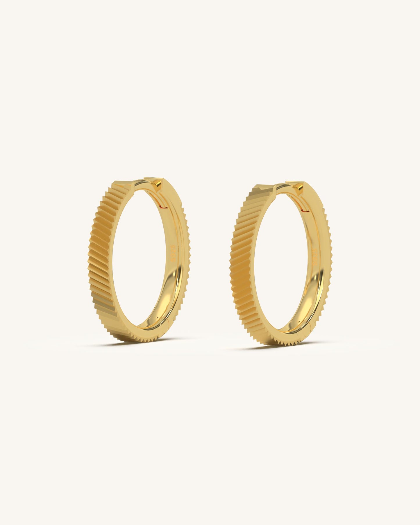 Ribbed Gold Hoops